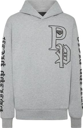 Philipp Plein Hoodie Sweatshirt LS Gothic - Heren - Hoodies - Grijs - XL - Katoen - Hoodies & sweatvesten