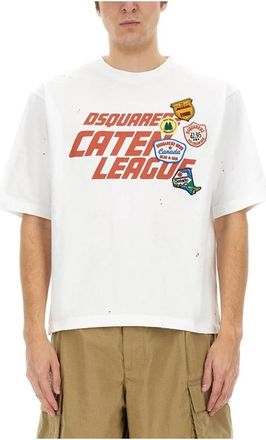 Dsquared2 T-Shirt With Print - Heren - T-shirts - Wit - L - Katoen - Tops