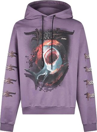 Phobia Archive Shark Pprint Hoodie - Heren - Hoodies - Paars - L - Katoen - Hoodies & sweatvesten
