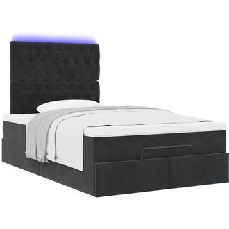 vidaXL Estructura De Cama Otomana Colch&oacute;n Tela Negro Vidaxl