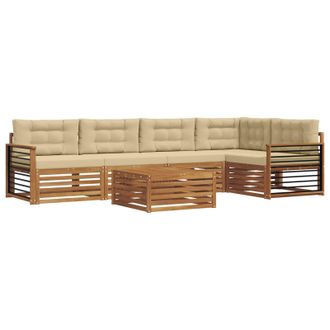 vidaXL Conjunto De Sof&aacute;s De Exterior Con Coj&iacute;n 6 Pcs Natural Y Beige Vidaxl