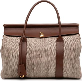 Loro Piana Pre-owned Loro Piana Toile Herringbone and Leather Loom L32 Ladies DAIKWH6XUTI383R7