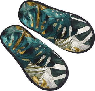 Generic Vintage Palm Leaves Tropical Woods Men Women House Slippers Non-Slip Slippers Slip On Shoes For Bedroom Winter Outdoor L