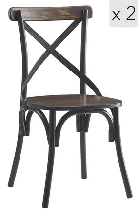 Nordlys Set 2 sillas estilo industrial en acero y madera