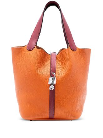 Herm&egrave;s 2016 Bicolor Clemence and Swift Picotin Lock 22 handbag - Rosso