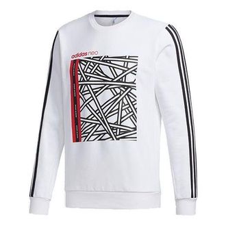 adidas neo M FAVES SWT 1 Sports Round Neck Pullover White GG3387
