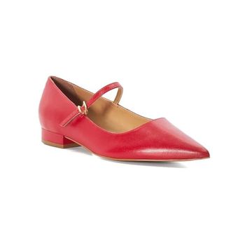 Dune London Hastas Mary Jane WomenRed Leather Pointed Toe Flat Shoes ZOGG3099