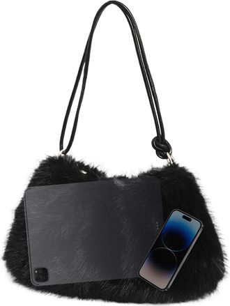 Generic Portable Commuting Carryall - Multipurpose Underarm Satchel, Trendy Tote Accessory, Large Plush Fabric Purse, Fashionable Shoulder Bag | Portable Comm