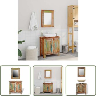 vidaXL Armario Tocador De Ba&ntilde;o De Madera Maciza Reciclada Con Espejo