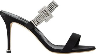 Manolo Blahnik Fibolta 90 Stiletto Flip-Flops - Dames - Muiltjes - Zwart - 40 EU - Leer - Schoenen
