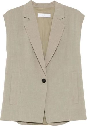 Iro Soledad Vest - Dames - Gillet - Groen - XL - Leer - Kostuums