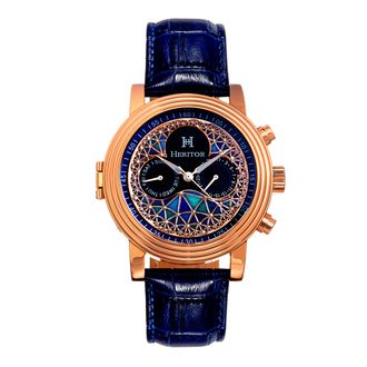 Heritor Legacy Leather-Band Watch with Day & Date