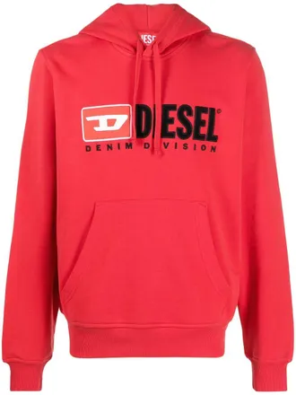 Diesel S-Ginn-Hood-Div logo-appliqu&eacute; hoodie - men - Cotton - S - Red
