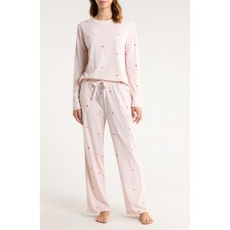 Papinelle Sleepwear Jada Organic Cotton Pajamas in Rosewater/Geranium at Nordstrom, Size X-Small