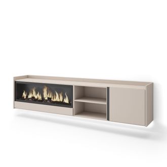 Skraut Home Skraut Home - Mueble Tv, Televisi&oacute;n, Muebles De Sal&oacute;n, Almacenaje, 212x35x50cm, Para Tv Hasta 80, Chimenea El&eacute;ctrica Xxl, Colgado, Suspendido, Led, Es