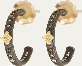 Armenta Old World Midnight Mini Diamond Huggie Hoop Earrings