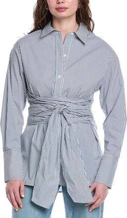 Rebecca Taylor Stripe Poplin Wrap Blouse