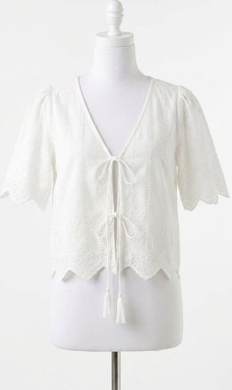 Z Supply Oceanside Embroidered Top In White