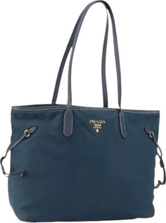 Prada Pre-owned Tote Bags, female, Blue, Size: ONE SIZE Pre-owned Vintage Nylon Tote Bag