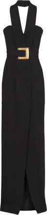 Balmain Maxi-jurk met halternek en gesp - Zwart