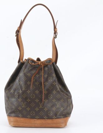 Louis Vuitton Brown Leather Coated Canvas Handbag Shoulder Bag Tote Bag (Pre-Owned)