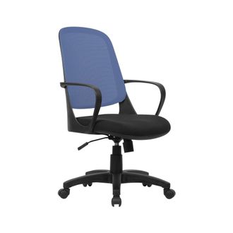 Serena Serena - Silla De Oficina Coffs, Silla Operativa De Malla Con Reposabrazos, Asiento De Oficina Ergon&oacute;mico, Cm 61x60h99/108, Negro Y Azul