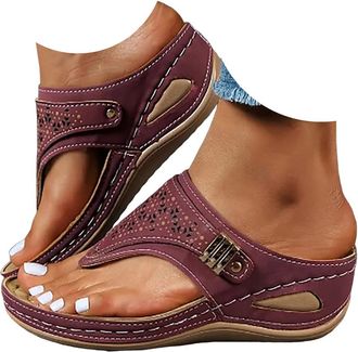 Generic Sandals for Women 2026 Orthopedic Sandals Summer Shoes Women Dressy Outfit Comfortable Arch Support Wedge Non Slip Flip-Flops, PU Leather Slides, Shoe