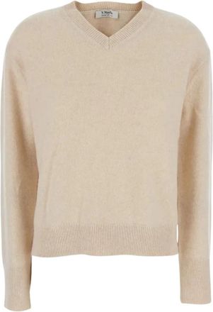 Max Mara Jersey Natural Cuello Pico - Dames - V-hals truien - Beige - M - Truien & Vesten