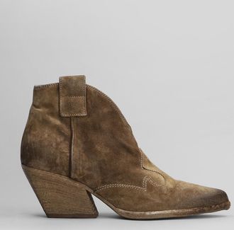 Elena Iachi Texan Ankle Boots In Camel Suede