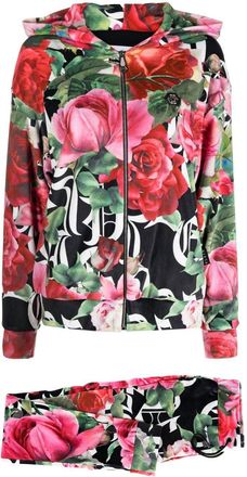 Philipp Plein floral-print tracksuit set - women - Spandex/Elastane/Polyester/Cotton - S - Red