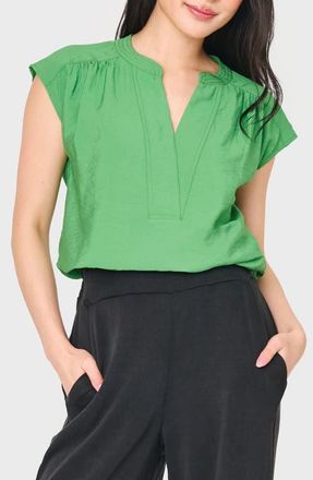 Gibsonlook Split Neck Cap Sleeve High-Low Top in Garden Green at Nordstrom, Size Xx-Small