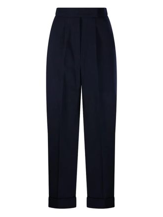Max Mara Geplooide broek met omgeslagen pijpen - Blauw