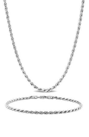 Delmar Mens Rope Chain Necklace & Bracelet Set in White at Nordstrom Rack