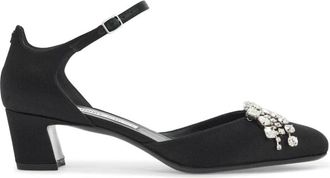 Jimmy Choo London Crystal Embellished Satin D&eacute;collet&eacute; Pumps - Dames - Pumps - Zwart - 38 EU - Leer - Schoenen
