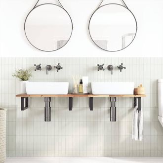 Berkfield Home Bathroom Vanity Top Untreated 160x40x2 cm Solid Wood Acacia in Brown | Size: 160 x 40 x 2 cm