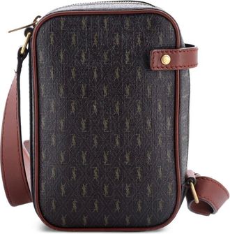 Saint Laurent Le Monogramme Pouch Monogram All Over Coated Canvas and Leather Small crossbody bag - Bruin