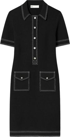 Tory Burch Abito corto con cuciture a contrasto - Nero
