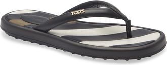 Tod's Stripe Leather Gomma Flip Flop in Nero at Nordstrom, Size 11.5Us