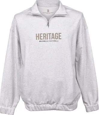 Brunello Cucinelli Pearl Quarter-Zip Sweatshirt, Size X-Large