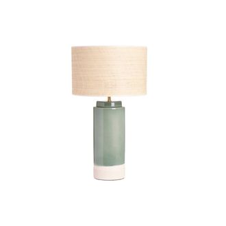 Miliboo L&aacute;mpara De Mesa Verde De Cer&aacute;mica Y Pantalla De Rafia H64 Cm Majes
