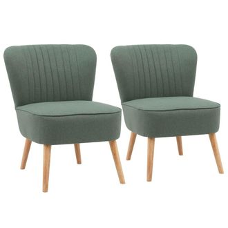 Oviala Conjunto de 2 sillones estilo sapo en tela verde