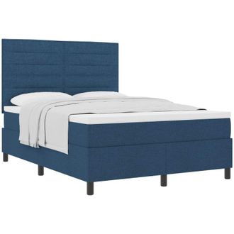 vidaXL Box Spring Bed with Mattress Blue 140 x 200 cm Fabric vidaXL