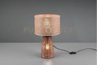 Reality Straw lampada da tavolo in rattan colore naturale con illuminazione anche nella base H.40,5CM 2 luce attacco E27