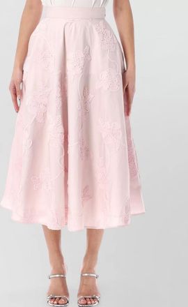 Rotate cotton floral-embroidered maxi a-line skirt