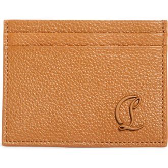 Christian Louboutin Mooncrest Grained Leather Card Case in Cuoio at Nordstrom