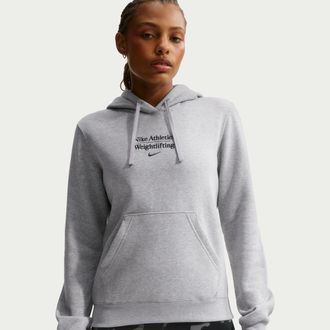 Nike Womens Weightlifting Pullover Hoodie in Grey | APS552NAWL-DGH