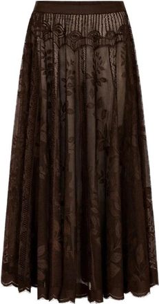 Lollys Laundry Bristol LL Midi Rok - Dames - Midirokken - Bruin - S - Katoen - Rokken