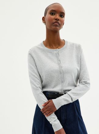 Contemporaine Womens Fine-knit crew-neck Cardigan Sweater