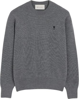 Ami Quota Crewneck Sweater - Heren - Ronde hals truien - Grijs - L - Wol - Truien & Vesten