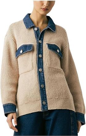 Blank NYC Playing The Field Sweater Shirt Jacket Womens Sweater Beige : XS, Polyester